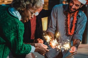 celebrating with sparklers