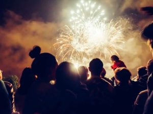 crowd watching fireworks photo